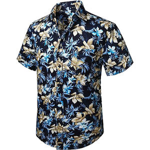 Chemise Hawaïenne Homme à Col Rabattu en Satin avec Logo Personnalisé Écologique Séchage Rapide Respirante Manches Courtes Décontractée pour l'Été - Product Image 1