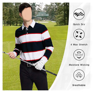 Chemise polo à manches longues en jersey rayé à blocs de couleur en coton de haute qualité avec logo brodé personnalisé, chemise de rugby tricotée pour hommes, vêtements de sport - Product Image 4