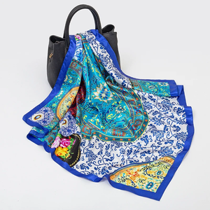 Fashion Square Silk Scarf Women Luxury Brand Satin Print Hijab Scarves Bandana Female Shawl Wrap Headband Foulard 90*90cm - Product Image 2