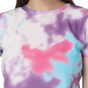 Camiseta de lavado ácido para mujer, nuevo estilo, camisetas de gran tamaño de tela de algodón con logotipo personalizado con patrón de impresión de tamaño personalizado - Product Image 5