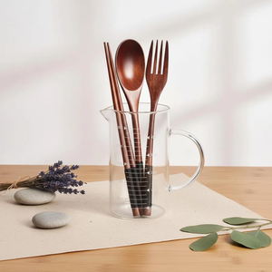 Juego de Cubiertos de Madera Ecológicos |   Cuchara, Tenedor y Palillos Reutilizables |   Utensilios Hechos a Mano Sostenibles – Dos Colores - Product Image 2