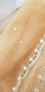 2021 Hot Selling Beautiful Golden Pearl Trim Lace Detail <b>Net</b> <b>Dupattas</b> Chunni Adults Indian Pakistani Salwar Kameez Made Silk - Product Image 5