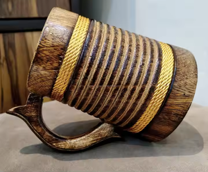 Mug à bière en bois d'acacia brun clair, mug à café en bois personnalisé, vaisselle, tasse à café - Product Image 4