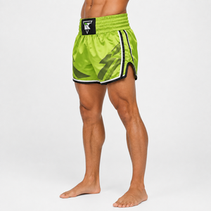 Shorts de boxe thaïlandaise pour hommes, vert, imprimé par sublimation, respirant, vêtements de combat MMA, coupe régulière, vente en gros, shorts de boxe thaïlandaise pour adultes - Product Image 4