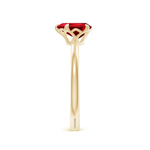Anillo solitario de granate rojo talla pera para mujer, de lujo, con engaste de puntas, para compromiso, boda o fiesta, en oro de 10K, 14K, 18K, plata 925, 935 - Product Image 3