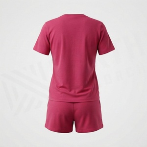 Ensemble décontracté pour femmes, t-shirt à manches courtes en coton imprimé rose et short au-dessus du genou, vêtements décontractés pour le printemps et l'été - Product Image 2