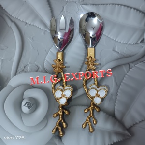M.I.G. EXPORTS <b>Flower</b> Design Metal Cutlery Set Spoon Fork High <b>Mirror</b> Polish Rust Resistant Wedding Flatware - Product Image 1