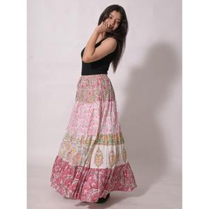Jupe longue maxi plissée en coton indien imprimé floral, taille naturelle, style bohème, lavable, faite à la main pour femme, idéale pour l'été - Product Image 2