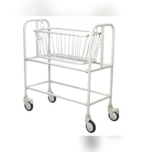 รถเข็นเด็กอ่อนแบบเคลื่อนย้ายได้สำหรับโรงพยาบาล  พร้อมเปลนอนเด็ก  โครงเหล็กเคลือบสีฝุ่น ทนทาน สำหรับดูแลทารกแรกเกิด  เฟอร์นิเจอร์ทางการแพทย์ - Product Image 1