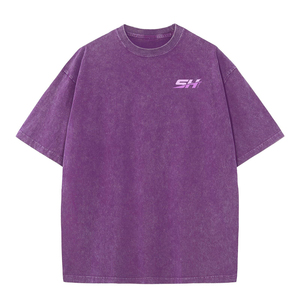 เสื้อยืดผู้ชายสไตล์วินเทจผ้าคอตตอน 100% หนานุ่ม ทรงโอเวอร์ไซส์ ล้างสีแบบแอซิดวอช สั่งทำขายส่ง ใส่สบาย - Product Image 1