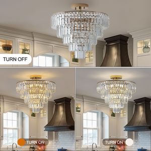 Lampadario a 5 piani con montaggio Semi a filo grande illuminazione a soffitto di lusso contemporaneo per lampadari da pranzo - Product Image 4