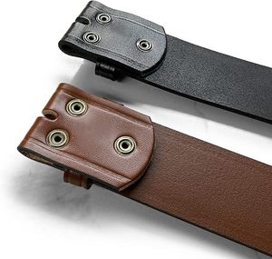 Ceinture en cuir de vache véritable pour hommes, Vintage, décontractée, marron, noir, avec rivets, réglable, durable - Product Image 4