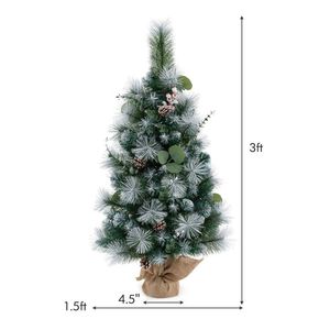Albero di Natale Artificiale Mini Pre-Illuminato da 90 cm, 98 Rami in PVC Effetto Neve con Aghi di Pino - Product Image 4