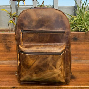 Venta caliente de gran capacidad portátil de ocio de cuero de grano completo mochila para portátil de cuero genuino duradero 15,6 pulgadas mochila para portátil - Product Image 3