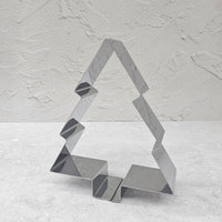 Moule à Mousse Arbre de Noël en Acier Inoxydable, Hauteur 5 cm, Forme d'Arbre à 3 Niveaux, Poli Miroir, Réutilisable, Qualité Alimentaire, pour Four