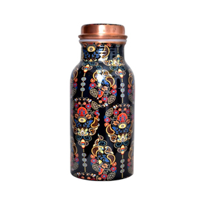 Handcrafted Embossed Floral Copper <b>Bottle</b> <b>750</b> <b>ml</b> Mirror Polish Shoulder Leak Proof Ayurvedic Drinkware - Product Image 6
