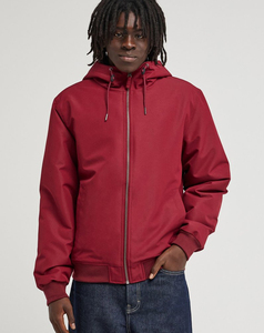 Blouson Bomber Homme en Cachemire Sur Mesure 2026 Bordeaux avec Fermeture Éclair Couleur Unie Style Urbain Décontracté Hiver Manches Côtelées Poches - Product Image 1