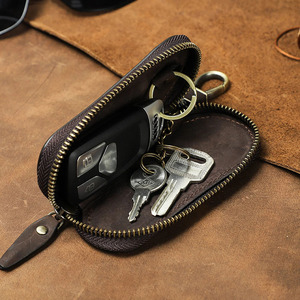 Genuine leather <b>smart</b> key organizer with compact storage and premium zipper hardware car key holder <b>wallet</b> <b>smart</b> key <b>wallet</b> - Product Image 6