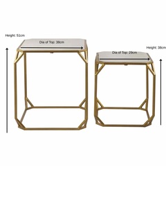 Premium Cast Aluminum Bar <b>Table</b> Set Geometric Frame Design <b>Marble</b> Look Tops Compact <b>Nesting</b> Style Durable Modern Luxury Accent - Product Image 5