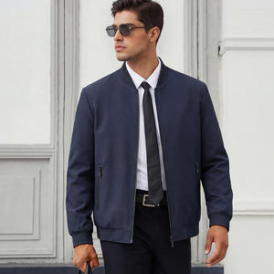 Factory <b>Men's</b> Casual Work Thin Stand Bomber Jacket High Quality <b>Black</b> <b>Windbreaker</b> Windproof Breathable Loose Spring Solid Zipper - Product Image 4