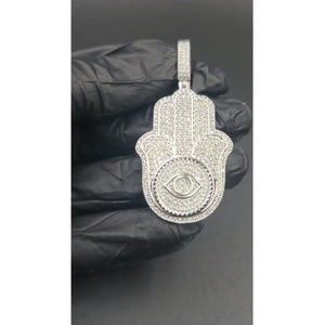 Colgante de Plata de Ley 925 con Moissanita Redonda de Corte Brillante VVS, Joyería Hip Hop Iced Out, Amuleto de la Suerte, Regalo Unisex - Product Image 1
