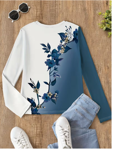 Camiseta de manga larga para mujer con estampado de dibujos animados, cuello redondo, suave, diseño asimétrico, de poliéster tejido, informal, para primavera, con letras, para San Valentín - Product Image 6