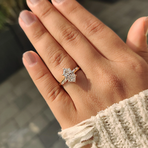 Bague en diamant taille marquise avec serti accentué en forme de pont, diamant de laboratoire, or blanc, rose et jaune 14 carats, bijoux de mariage pour femme - Product Image 5