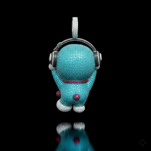 Colgante de Diamantes con Diseño de Gato de Dibujos Animados Iced Out, con Piedras Pavé Multicolor y Auriculares, Joyería de Lujo con Personalidad Hip Hop - Product Image 3