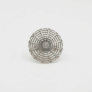 DIVYORO Women's Modern Geometric Lattice Dome <b>Ring</b> in Brass with Oxidized Silver Plating - Product Image 1