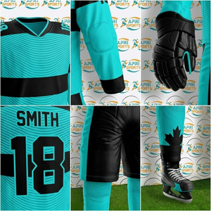 Nouveaux ensembles d'uniformes de hockey sur glace très demandés, 100 % polyester, logo personnalisé, écologiques, séchage rapide, respirants, service OEM, couleur personnalisée - Product Image 4