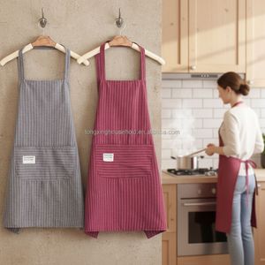 Striped Stain-resistant Leather Thermal Sleeveless Durable Kitchen Oil-resistant <b>Baking</b> Coffee Shop Color Halter-neck Apron - Product Image 5