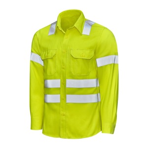 Camisa de Trabajo Unisex de Alta Visibilidad, Manga Larga, Transpirable, Impermeable, Resistente al Viento, de Algodón, Uniforme de Seguridad Reflectante, Amarilla - Product Image 6