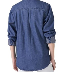 Camisa de Mezclilla para Mujer, con Botones, Manga Tres Cuartos, Color Sólido, Blusa Casual con Bolsillos, Corte Regular - Product Image 6