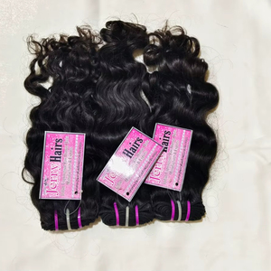 Cheveux humains indiens bruts non traités naturels ondulés raides bouclés en paquet pour tissage, vente en gros, super single drawn, trame plate - Product Image 3