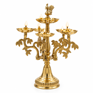 Handcrafted Brass Peacock <b>Oil</b> <b>Lamp</b> Stand Multi Diya Holder Traditional Temple Puja Decor Wholesale Festive Indian <b>Oil</b> Lantern - Product Image 1