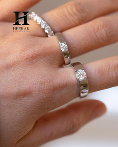 Luxury Men's Tension Set Lab Grown Diamond Ring 18K White Gold GIA/IGI Certified Round Brilliant Cut Diamond Engagement Band - Product Image 2