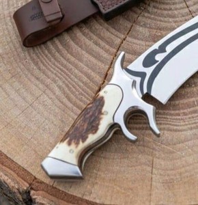 Cuchillo Bowie de Camping OEM DIY Hecho a Mano de Grado Industrial de 15 Pulgadas, Acero Recto de Alto Carbono de 3mm, Mango de Cuerno, Funda de Cuero UMAR - Product Image 2