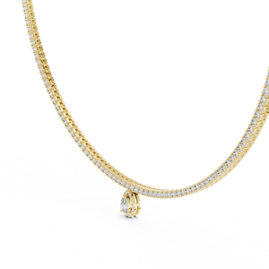 TRENDY 18KT YELLOW GOLD RHODIUM PLATED 4.5CT PEAR PENDANT ADORNED LAB GROWN CUT DIAMONDS PARTY WEDDING WEAR - Product Image 1