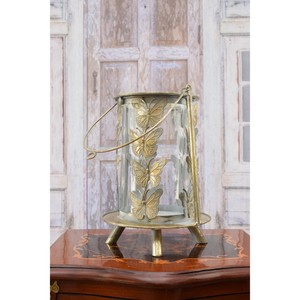 High Demanded <b>Brass</b> Butterfly Embossed Cylinder <b>Lantern</b> Home Decoration Durable Finish - Product Image 2
