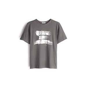 T-shirt à manches courtes et col rond gris pour femme avec imprimé Art Is Therapy, coupe décontractée, tissu jersey 100% coton - Product Image 5