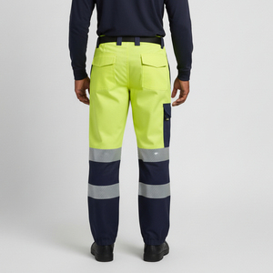 กางเกงทำงานนิรภัยโพลีเอสเตอร์ขายส่งสำหรับผู้ชาย หลายกระเป๋า กันน้ำ ไฟ LED สะท้อนแสง Hi Vis ANSI Class 2 ปรับแต่งได้ พร้อมแถบสะท้อนแสงบริเวณสะโพก - Product Image 3
