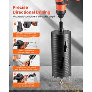 Foret diamanté à sec de 4-1/2 pouces de diamètre, profondeur de forage de 9-1/2 pouces, filetage interne 5/8-11 pour maçonnerie, foret pour béton - Product Image 5