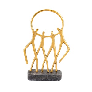 Escultura Familiar Abstracta de Aluminio con Base de Mármol, Acabado Dorado, Pieza Decorativa Moderna para Sala de Estar, Oficina o Mesa - Product Image 1