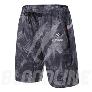 Bermuda décontracté pour homme BLOODLINE en PU enduit 220g, imprimé par sublimation, séchage rapide, taille élastique, poches, camouflage noir et gris - Product Image 4