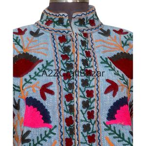 Chaqueta Bomber A2ZCraftBazar con Estampado Floral Vintage, Multitemporada, 100% Algodón, Cuello en V, Cierre de Pespunte Abierto, TNT Suzani - Product Image 3