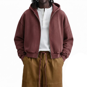 Sweat-shirt à capuche zippé pour homme, coupe ample, manches longues, tricoté, style streetwear décontracté - Product Image 2