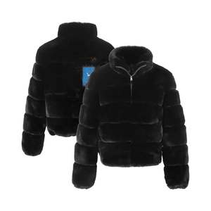 Puffer <b>Jacket</b> Unisex Winter Short Stand Collar <b>Zipper</b> Closure Thick Casual Black Coat - Product Image 4