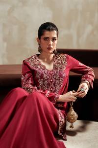 Camisa Corta de Viscosa Pura con Bordado Chikankari, Mangas Largas, Conjunto de 3 Piezas con Pantalón Plazo, Estilo Anarkali, Sin Arrugas, para Fiesta - Product Image 4