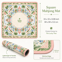 Tapis de Mahjong pliable en néoprène de luxe à motif floral chinoiserie 33 pouces, antidérapant, avec illustration originale, pour jeu de table américain et poker