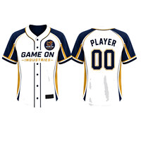 Camiseta de Béisbol de Primera Calidad OEM/ODM, Personalizada con Logotipo Bordado en Sarga, Cierre de Botones, Mangas Cortas, Ropa Deportiva